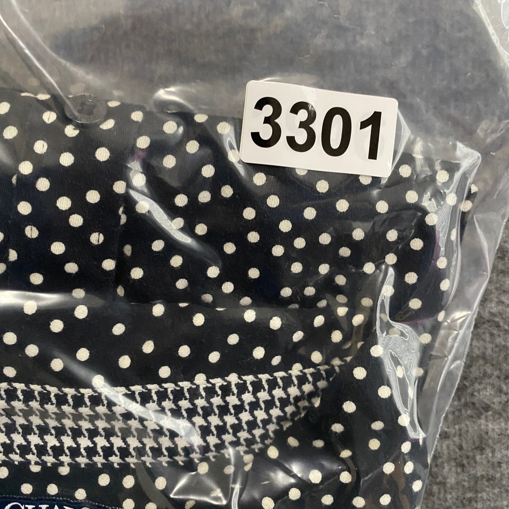 Chaps No Iron Shirt Womens 2X Black Polka Dot Houndstooth Button Up Flip Cuff - Picture 9 of 9